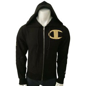 NWT CHAMPION AUTHENTIC MEN'S BLACK LONG SLEEVE HOODIE ZIP UP SWEATSHIRT SIZE S
